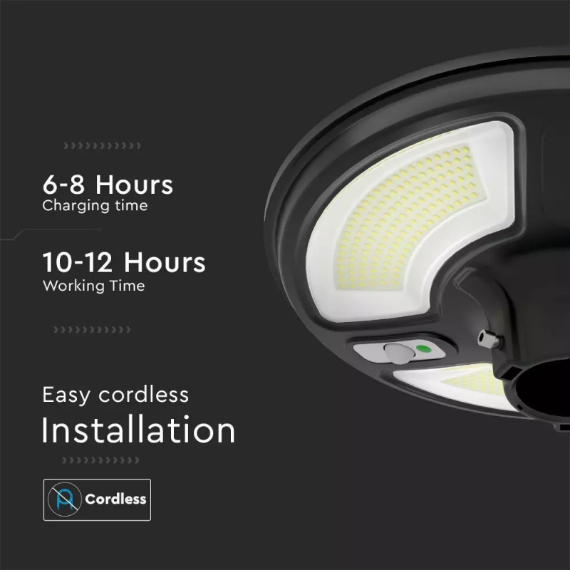 V-TAC Lampada Solare a palo LED da giardino 10W con Sensore di movimento, Telecomando e timer IP65 4000K V-TAC Lampada Solare a palo LED da giardino 10W con Sensore di movimento, Telecomando e timer IP65 4000K